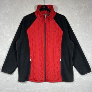 L-RL Ralph Lauren Active Jacket Women's 2X Full Zip Fleece Quilted Red/ Black